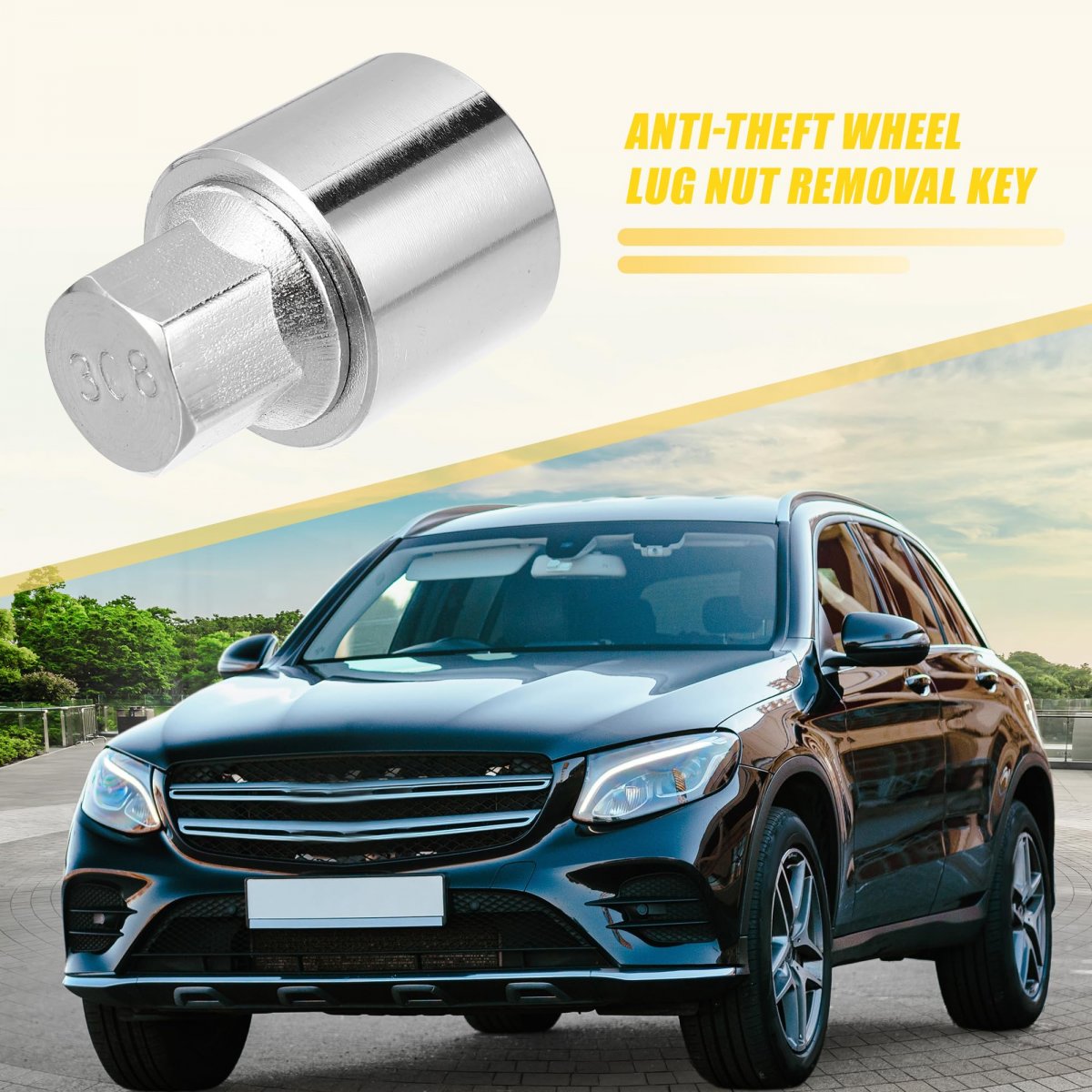 1 Set 308 Wheel Lock Lug Nut Anti Theft Screw Removal Socket Key For Mercedes Benz With Protector