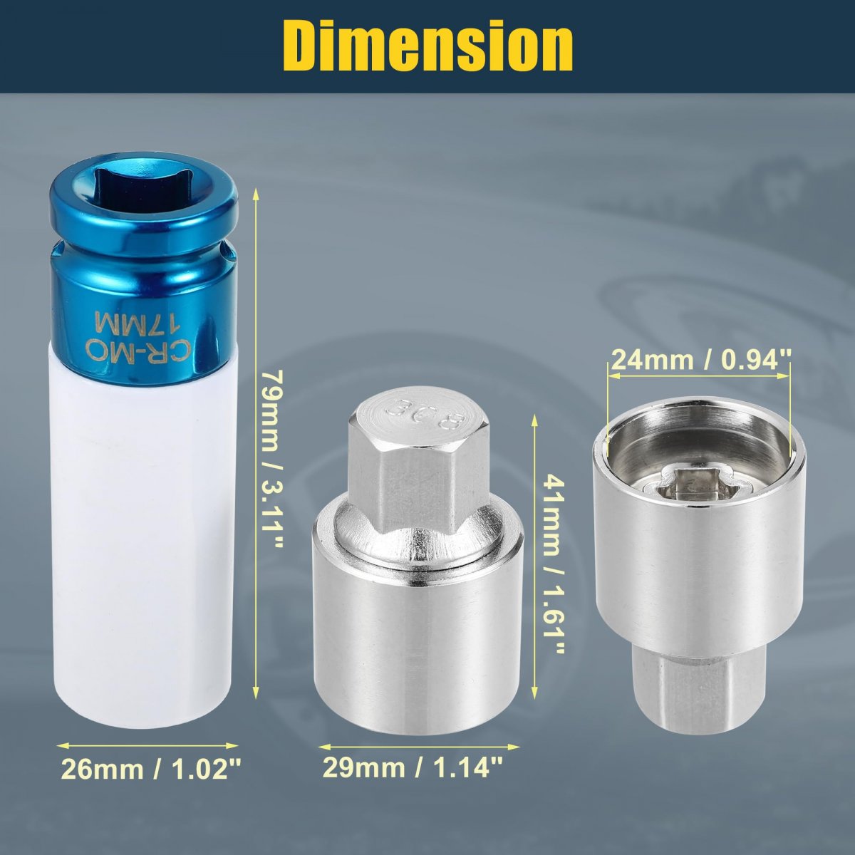 1 Set 308 Wheel Lock Lug Nut Anti Theft Screw Removal Socket Key For Mercedes Benz With Protector