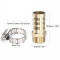 Uxcell Brass Hose Barb Fitting Straight 16mm X G3 8 Male Thread Pipe Connector With Stainless Steel Clamp Pack Of 2
