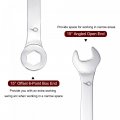 Uxcell Thin Combination Wrench With Offset 6-point End And Angled Open Metric Mirror-chrome Plated High Carbon Steel For