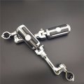 Xkh Group Motorcycle Chrome Long Angled Adjustable Highway Peg Mounting Kit Skull Footrest For V-star Roadstar Suzuki Boulevard