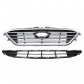Hecasa Front Upper Lower Grille Compatible With 2015-2017 Hyundai Sonata 86350c2000 86561c2000 Bumper Grill Chrome Black