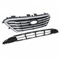 Hecasa Front Upper Lower Grille For 2015-2017 Hyundai Sonata 86350c2000 86561c2000 Bumper Grill Chrome Black Silvery 2pcs