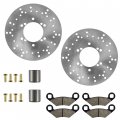 Caltric 2 Front Brake Discs Pads Pistons Bolt Kit Compatible With Polaris Worker 500 Atv 2001 2002