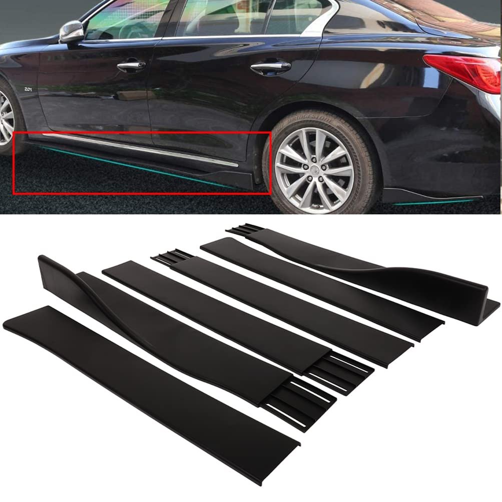 Universal Front Lip Splitter Bumper 6pcs Matte Black Plastic Side Splitters Rocker Panel Body Kit For Honda Nissan Toyota Audi