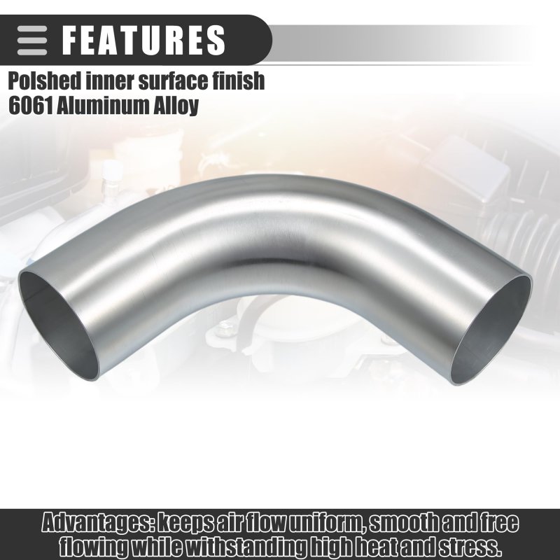 3 In Od 4 Length 90 Degrees Bend Elbow Intercooler Pipe 6061 Aluminum Alloy Tube For Air Intake And Cooling Systems Silver Tone
