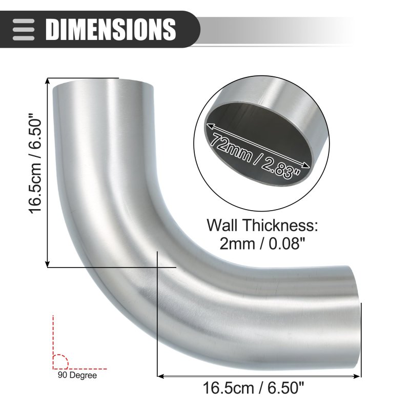 3 In Od 4 Length 90 Degrees Bend Elbow Intercooler Pipe 6061 Aluminum Alloy Tube For Air Intake And Cooling Systems Silver Tone