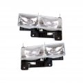 Chevy K3500 1990-2000 Headlight Assembly Driver And Passenger Side Pair Rectangle Form W Bulbs Capa Certified Replacement For 