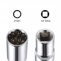 Uxcell 1 2-inch Drive 21mm 12-point Deep Socket Metric Cr-v