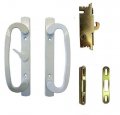 Technologylk Sliding Glass Patio Door Handle Kit With Mortise Lock And Keepers A-position White Non-keyed 