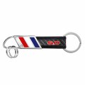 Ipick Image Ford Mustang 5 0 In Red On Real Carbon Fiber Leather Key Chain With White Blue Stripe