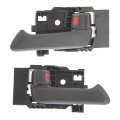 Interior Door Handle Pair For Chevy Colorado 2004 To 2012 Front Or Rear Driver And Passenger Side Gray Plastic With Lock Button 