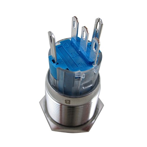 Latching Push Button Switch 12v Blue Angel Eye Led Toggle Waterproof Stainless Steel For 19mm 3 4 In Car Or Boat Mounting Hole