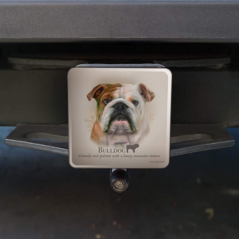 Bulldog Dog Breed Tow Trailer Hitch Cover Plug Insert For 2 In Receivers Heavy Duty Black Abs Plastic With Uv Resistant Resin