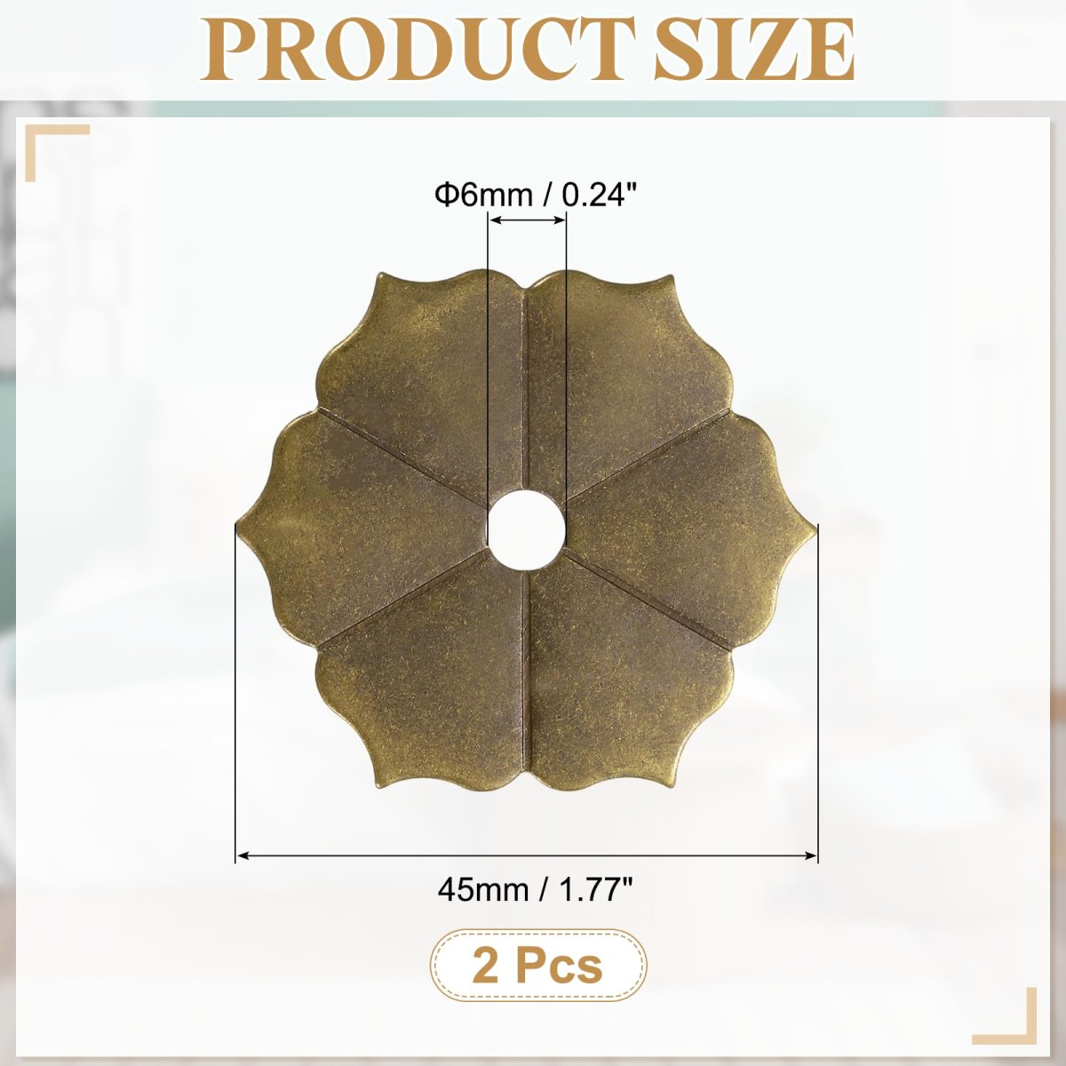 2pcs Cabinet Knob Backplate 1 77 Inch Hex Flower Shape Brass Washers Classical Furniture Decoration Gasket For Drawer Cupboard