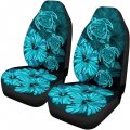 Buybai Car Front Seat Cover Hibiscus Flower And Turtle Creative Pattern Universal Fit For Most Suv Sedan Van Truck 2pcs 