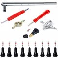 Osof 25pcs Tyre Valve Stem Puller Tools Set 10pcs Tr412 Snap-ins With Stem Cores 1pcs 4-way Dual Single Head Core Remover 