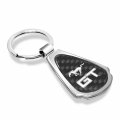 Ford Mustang Gt Real Black Carbon Fiber Chrome Metal Teardrop Key Chain