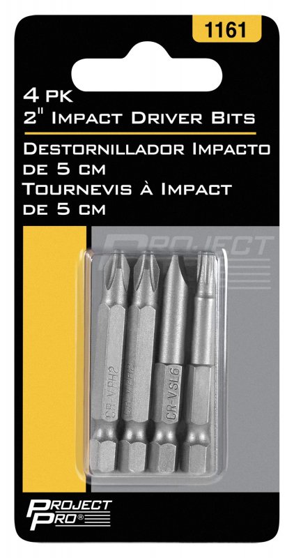 Performance Tool 1161 4pk 2 Impact Driver Bits