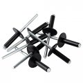 100pcs 3 16 In X 1 Large Flange Aluminum Blind Pop Rivets Black Grip Range 18 To 20mm
