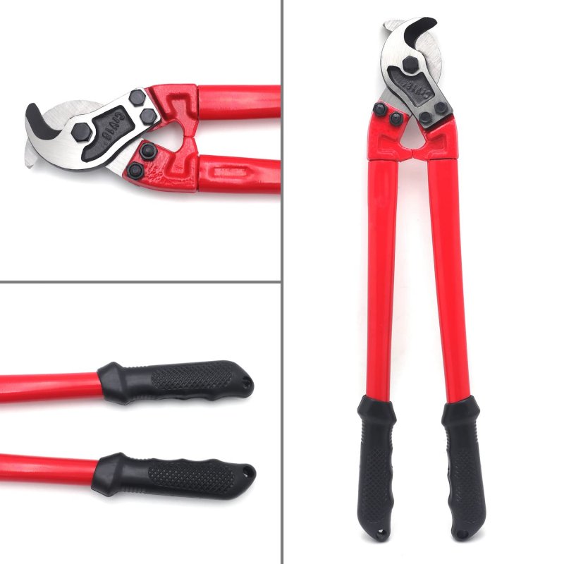 18 In Heavy Duty Electrical Cable Cutter Stainless Steel Wire Rope Multi Copper Aluminum Plier For Brake And Railing Red