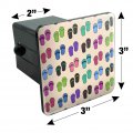 Fun Colorful Flip Flops On Sand Pattern Tow Trailer Hitch Cover Plug Insert