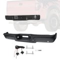 Rear Step Bumper With Pad Replacement For Ford F-150 Lincoln Mark Lt 2006 2007 2008 W Parking Aid Sensor Holes Black Steel Back 