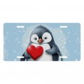 Muishi Cute Penguin Heart Decorative Car Front License Plate Vanity Tag Metal Aluminum Novelty For Men Women Boy Girls 6 X 12 