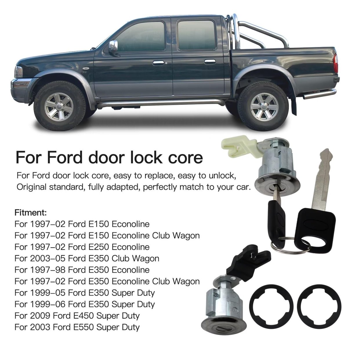 Door Lock And Key Ignition Cylinder Set F87z7821990ba For 2001-05 Ford Explorer Sport Trac 2-pack