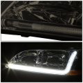 Auto Dynasty Led Drl L-bar Smoked Housing Amber Corner Headlight Lamps Tool Kit Compatible With Honda Accord 98-02