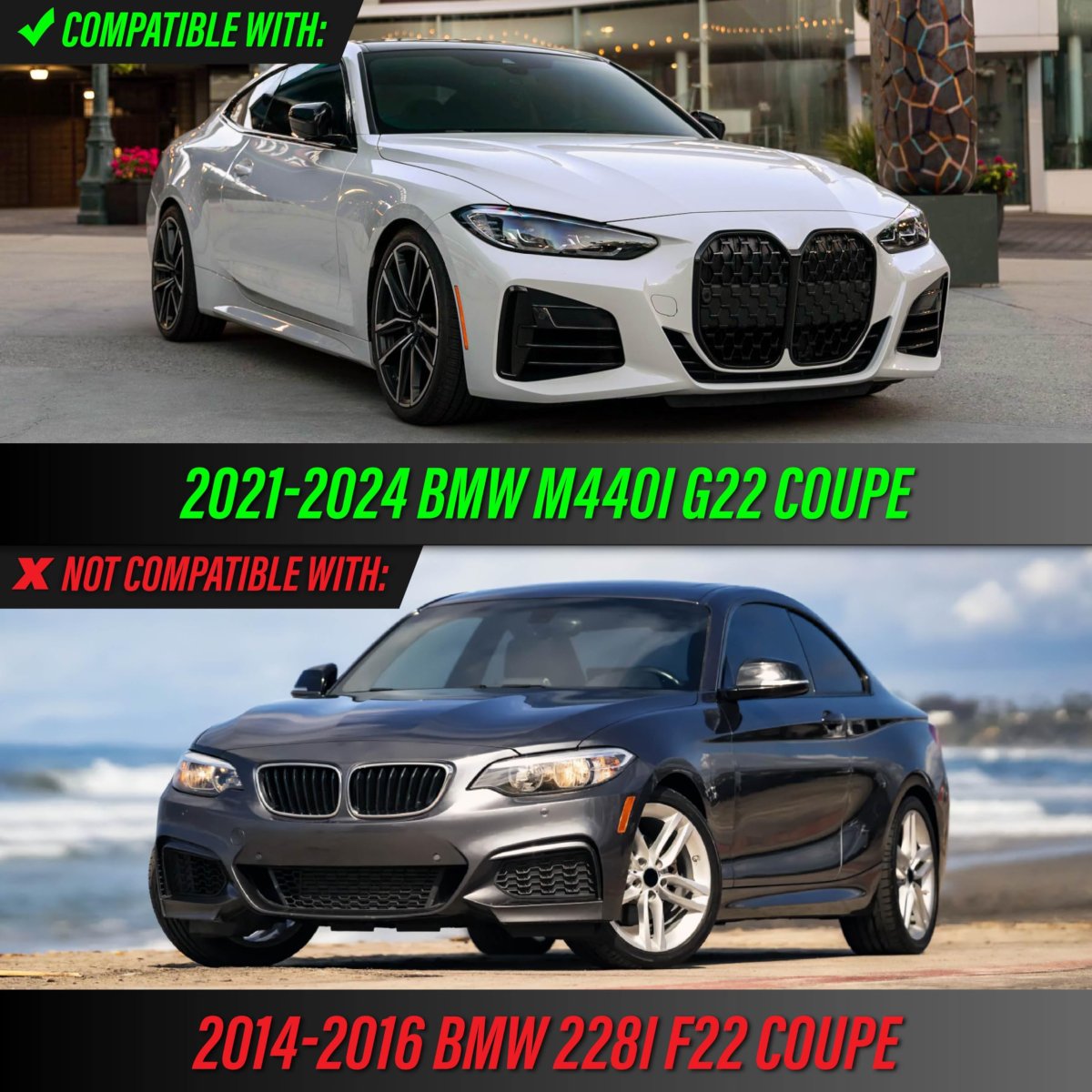 Usr 21-24 G22 4 Series Side Reflector A Front Bumper Left Right Pair For 2021-2024 Bmw 430i M440i Bimmer 2 Door Coupe Trims