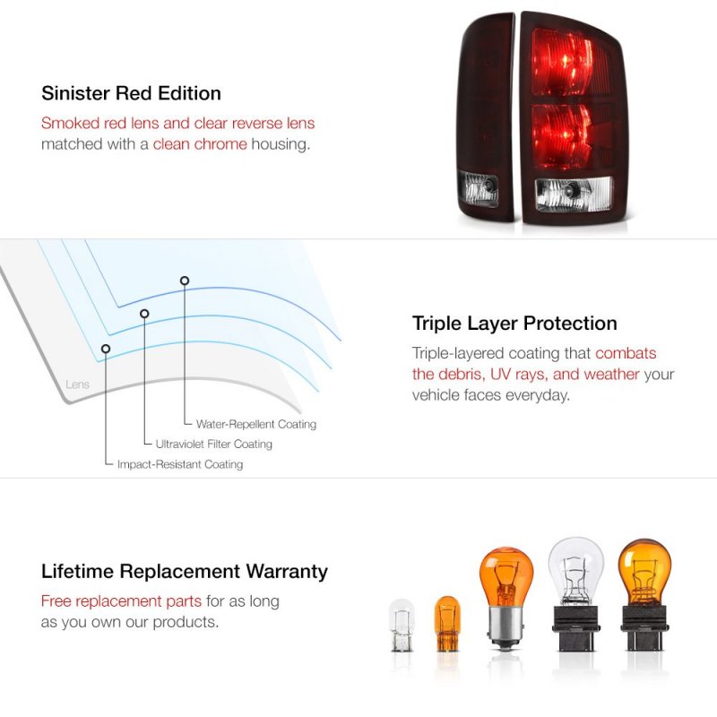 Smoke Red Lens Oe-style Tail Light Full-led License Plate Lamp Housing Replacement Bundle For 2003-2006 Dodge Ram 1500 2500
