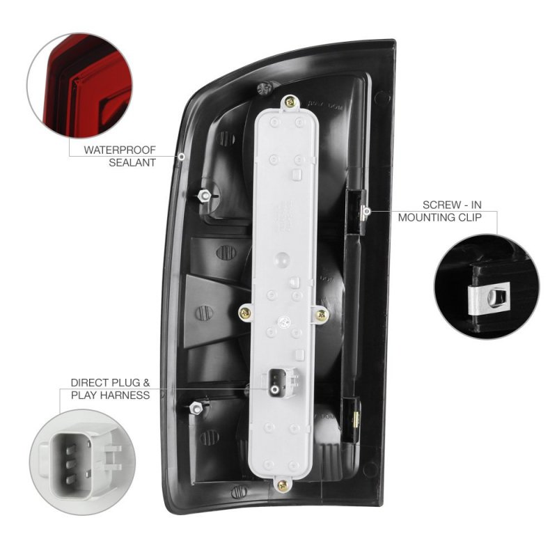 Smoke Red Lens Oe-style Tail Light Full-led License Plate Lamp Housing Replacement Bundle For 2003-2006 Dodge Ram 1500 2500