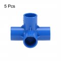 Uxcell 4-way Elbow Pvc Pipe Fitting Furniture Grade 25mm Size Tee Corner Fittings Blue 5pcs