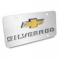Ipick Image Made For Chevrolet Silverado 3d Gold Bowtie Dual Logo Mirror Chrome Stainless Steel License Plate