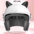 Cool Girl Pink Cat Ear Electric Motorcycle Half Face Helmet Retro 3 4 Open Women S All Seon Men S Scooter Moped Atv Street Jet