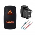 Bacautoparts Orange Backlit Hazards Rocker Switch 5pin On-off Laser Etched Toggle For Car Marine Boat Dashboard