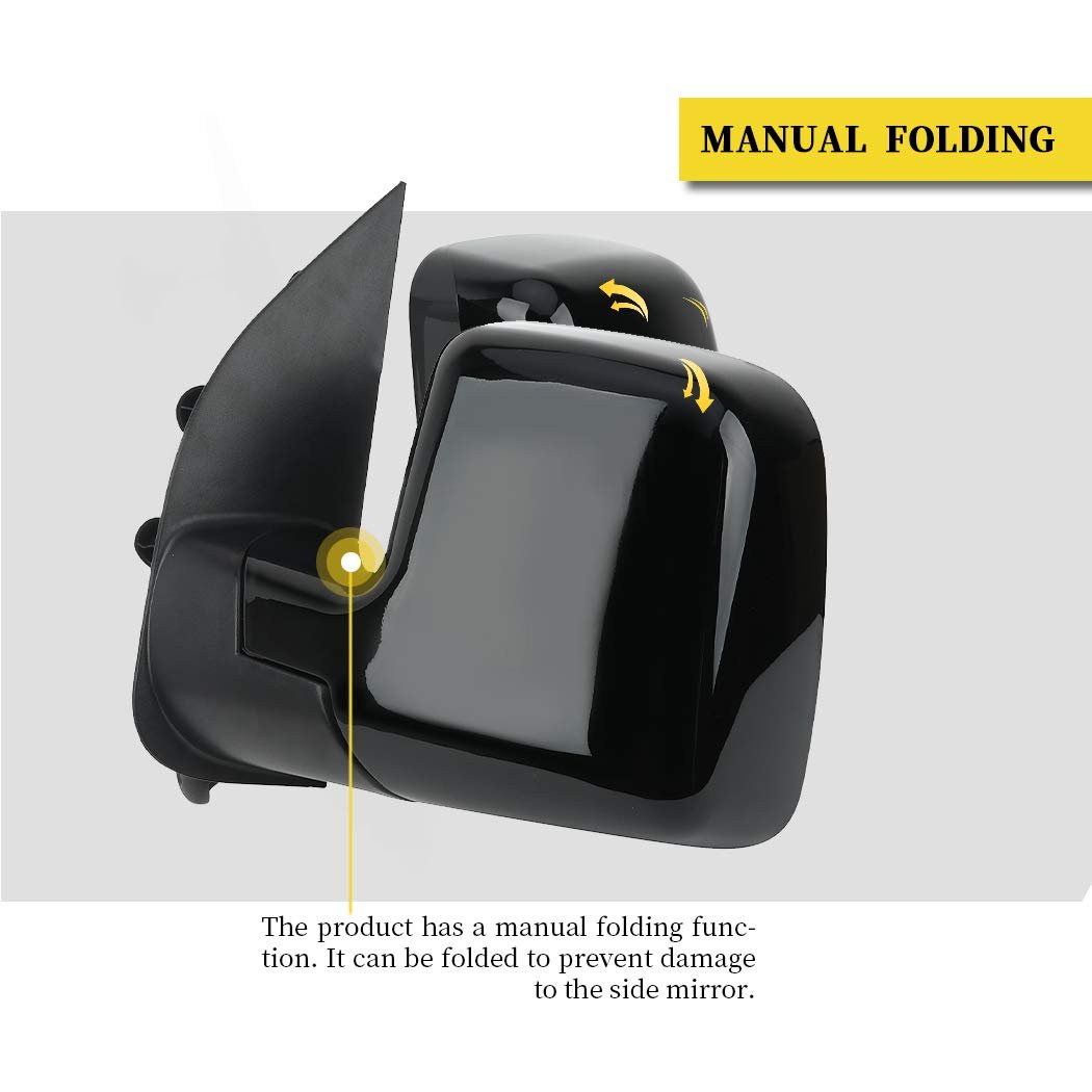 Driver Side View Mirror For 2002-2008 Ford E150 E250 E350 E450 E550 Van Manual Fold Non Heated With Puddle Light Part