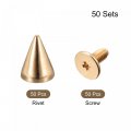 Uxcell 7x9mm Screw Back Stud Rivets Spikes Zinc Alloy For Diy Gold Tone 50 Sets