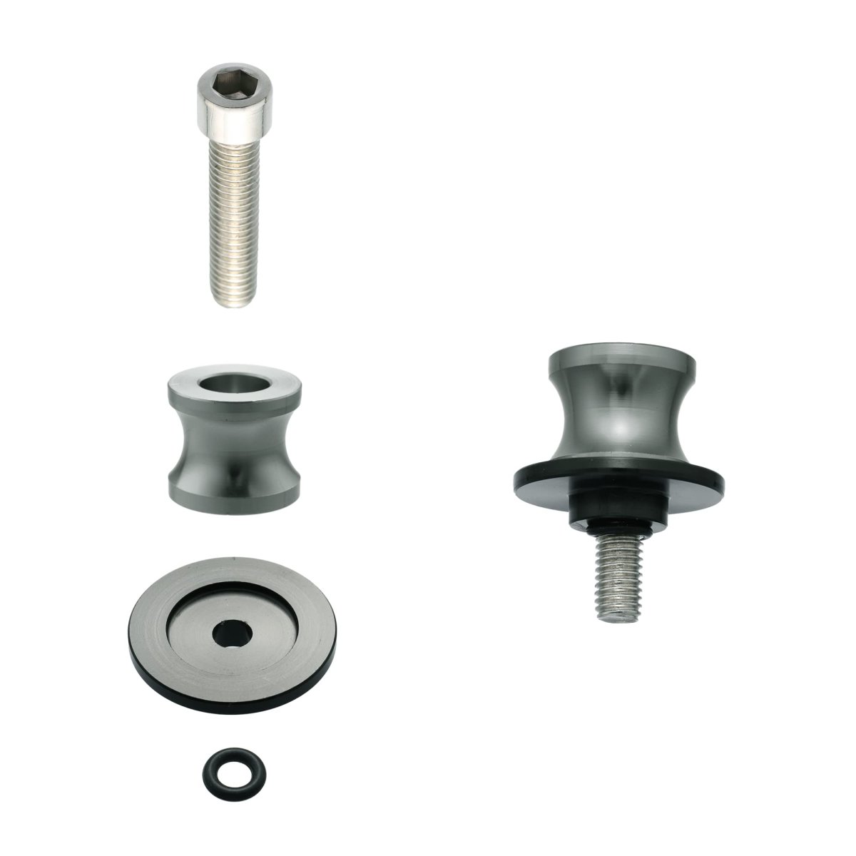 2 Pcs 8mm Metal Motorcycle Swing Arm Spool Rear Stand Sliders Titanium Tone