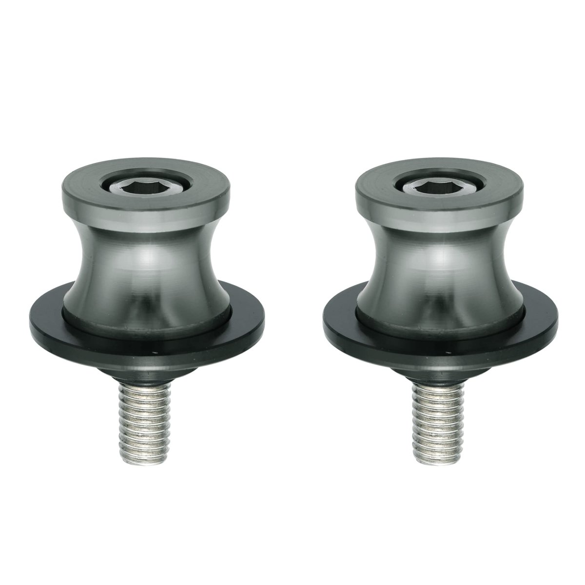 2 Pcs 8mm Metal Motorcycle Swing Arm Spool Rear Stand Sliders Titanium Tone