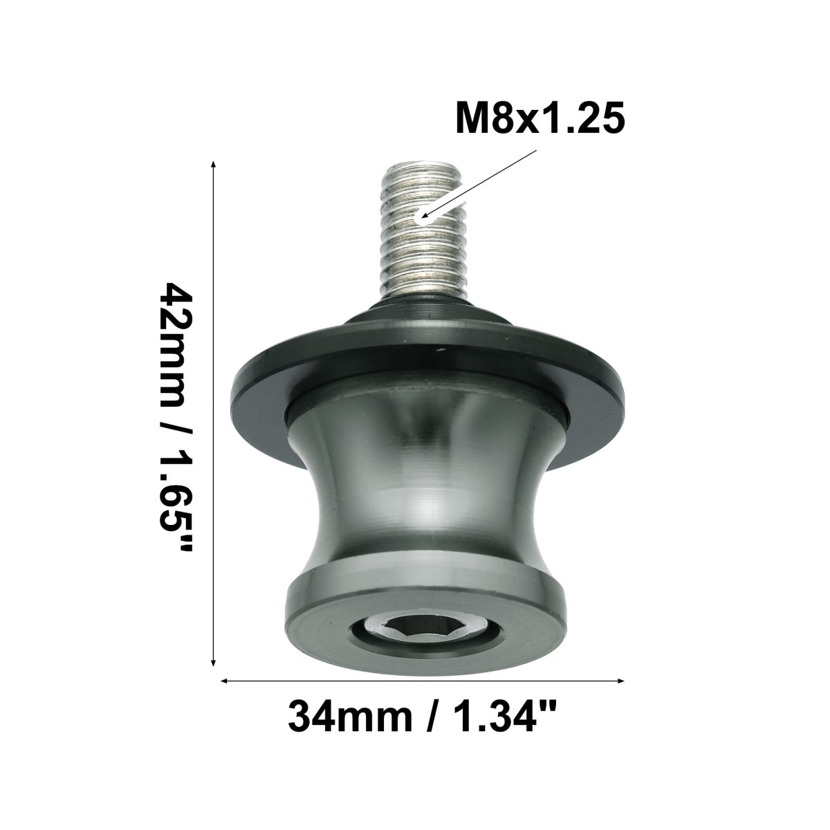 2 Pcs 8mm Metal Motorcycle Swing Arm Spool Rear Stand Sliders Titanium Tone