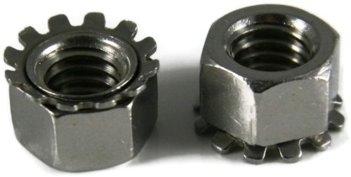 Keps K Lock Nuts 18 Stainless Steel 3 8 In 24 Fine Thread Hex Nut With Conical External Tooth Washer Silver 100 Pack