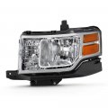 Driver Side Chrome Bezel Oe-style Left Halogen Headlight Housing Headlamp Assembly Replacement For 2009-2012 Ford Flex Se Sel 