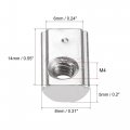 Uxcell M4 T Slot Nuts Roll In Spring T-nut With Ball Carbon Steel For 2020 Series Aluminum Extrusion Profile Rail 6mm 50pcs