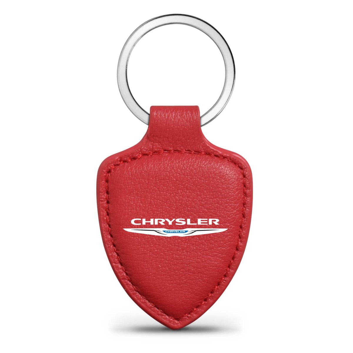 Chrysler Logo Soft Real Red Leather Shield Style Key Chain Genuine Modern Keychain 2 25 In X 1 75 Model 306