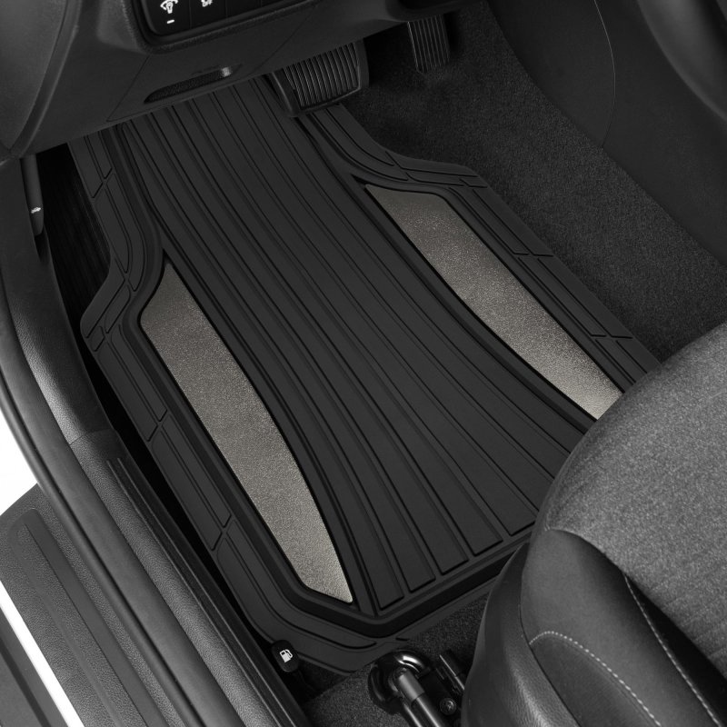 Motor Trend Chrometech Car Floor Mats Full Set Durable Rubber For Cars With Two Tone Accent All Weather Interior Protection
