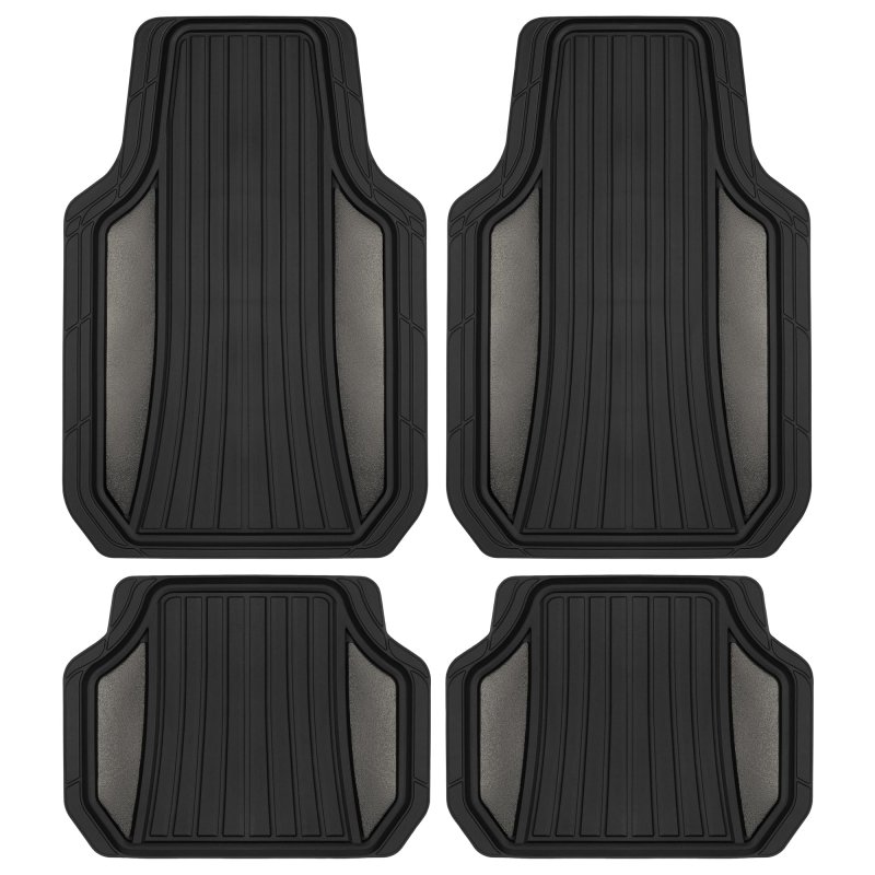 Motor Trend Chrometech Car Floor Mats Full Set Durable Rubber For Cars With Two Tone Accent All Weather Interior Protection