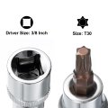 4pcs 3 8 Drive X T30 Torx Bit Socket S2 Steel Bits Cr-v Sockets 48mm Length Use With Ratchet Wrench Slide Bar Extension Rod