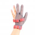 Reton-ppe 3-finger Chainmail Protective Glove Stainless Steel Metal Cut Resistants With Textile Strap Kitchen Safety Work Glove